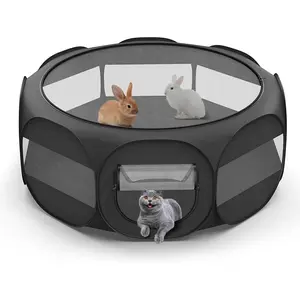 Portable Small Animal Playpen Chicken Brooder Box with Cover Top Waterproof Breathable Indoor Outdoor Exercise Pet Cage Tent for Chick Ktiien Bunny Hamster Guinea Pig Black