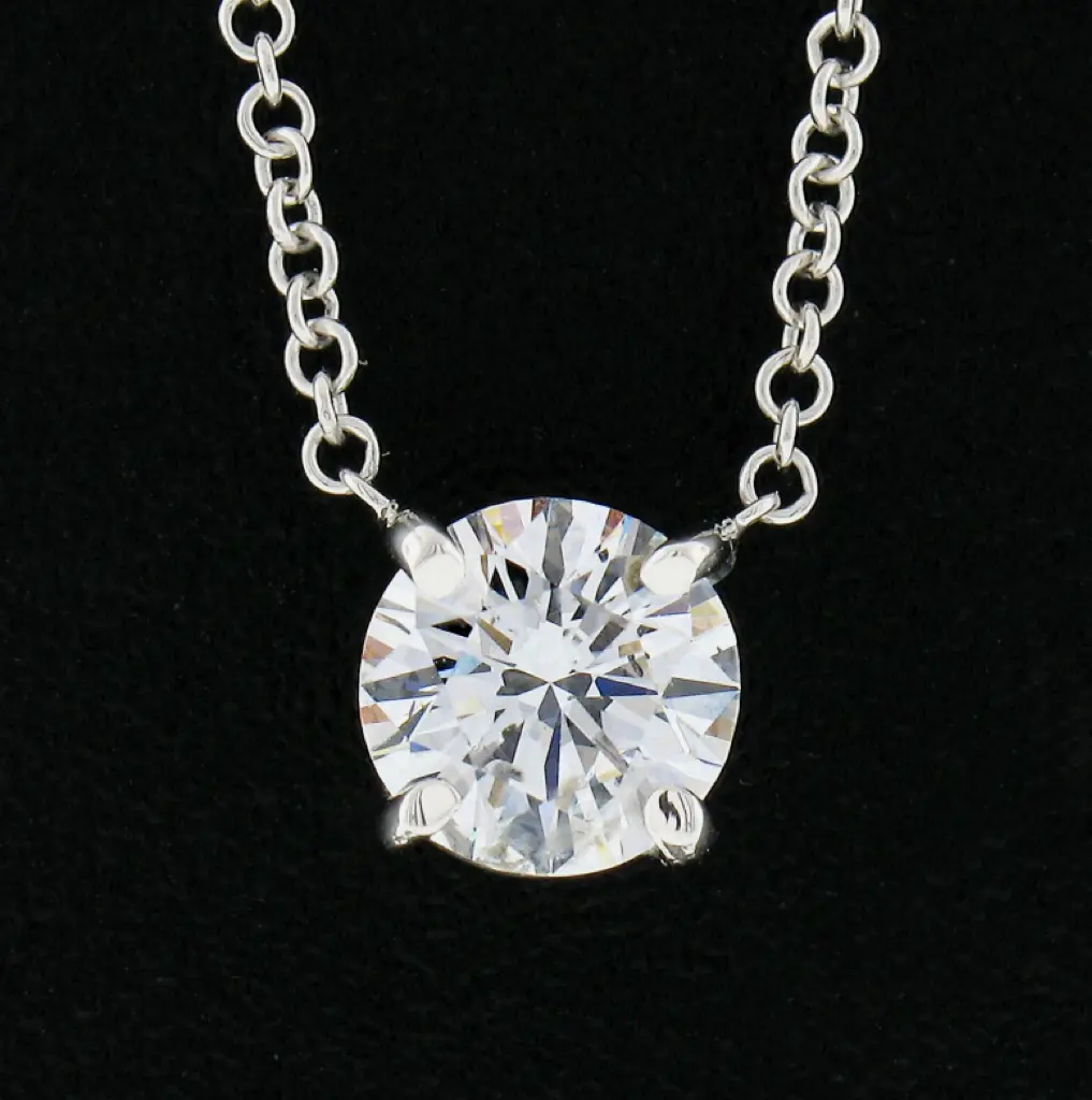 Pre-owned Cartier White Gold 0.55ct Round Dia Solitaire Pendant Necklace，full set