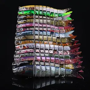 15pcs Fishing Lures for Bass Trout, Multi Jointed Segmented Fishing Bait for Freshwater and Saltwater, Lifelike Swimbait with Hooks Slow Sinking Crankbaits Fishing Gifts Family Fishing Gear