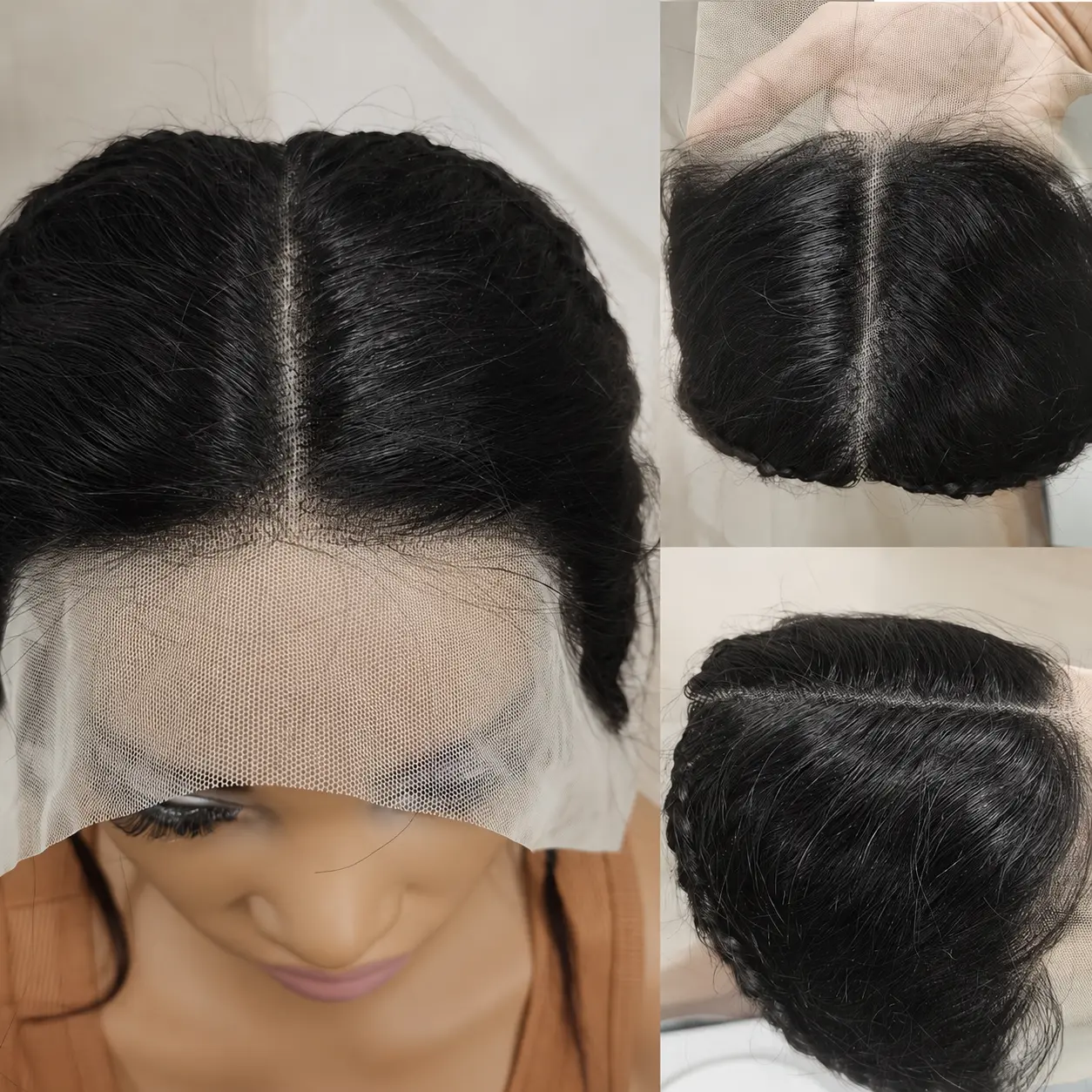 Encharm Ear To Ear Braided Hairpiece  Full 13x4 Lace Frontal Human Hair Extension，Gel Headscarf Extension Glueless African Twist Braids Lace Hairline Topless Clipless 100% Human Hair Headband, Hair Extensions, Female