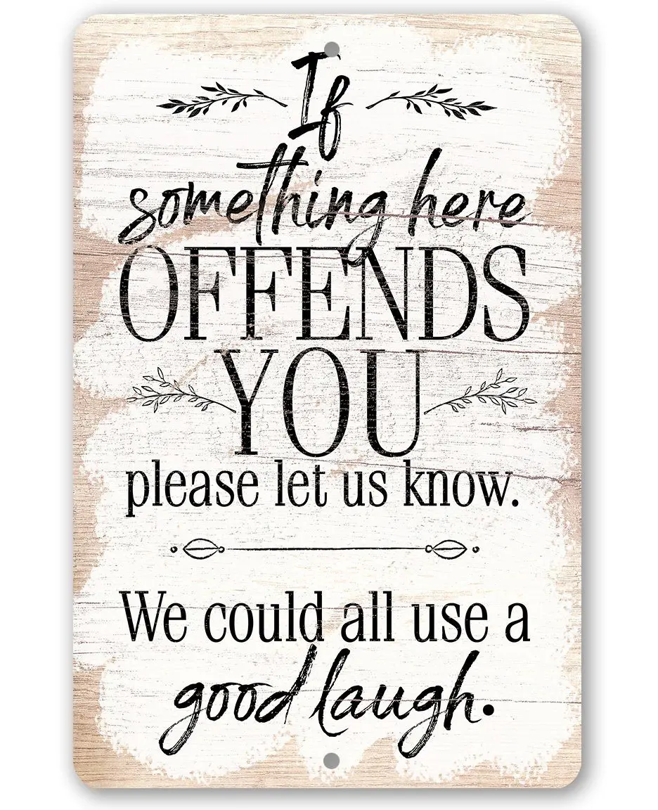 Rectangular Metal "If Something Here Offends" Print Sign, Home Decor, Outdoor Wall Plaque, Ideal Gift for Home Supplies Enthusiasts, Epoxy