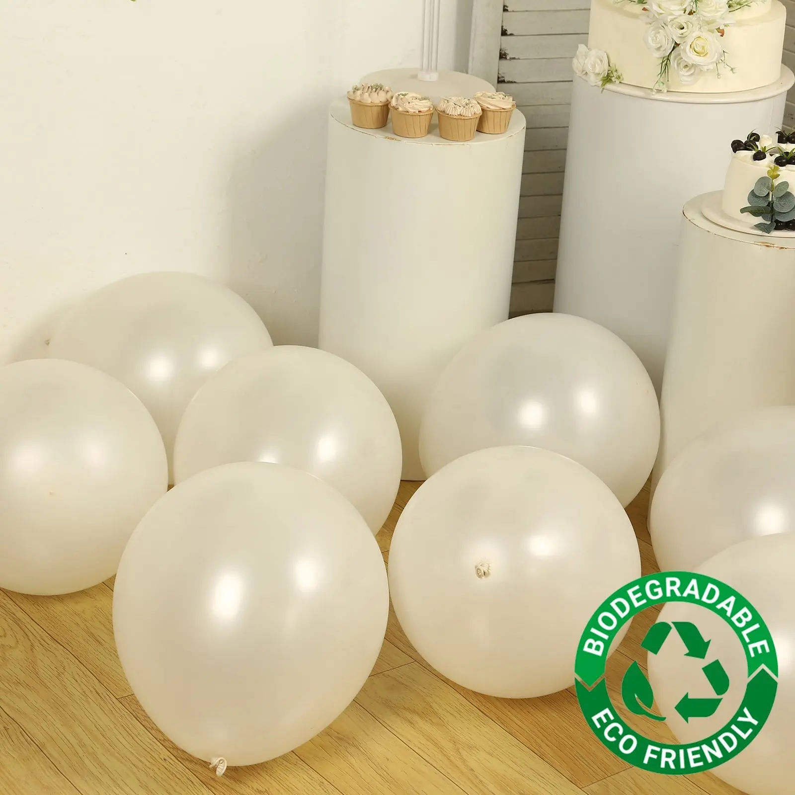 10-Pack 18" White Thickened Extra Strong Biodegradable Eco-friendly Latex Helium Party Balloons for Happy Birthday, Wedding Festive Supplies