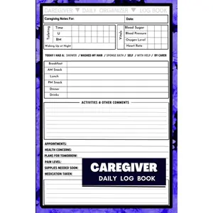 Caregiver Daily Log Book: Personal Caregiver Organizer Log Book | Daily Log Book for Assisted Living Patients, Long Term Care & Aging Parents | Patients Medical Diary and Medicine Reminder Log| Paperback – July 26, 2021