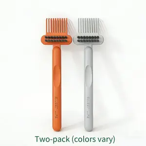Comb & Hairbrush Cleaner Set 2Count Dual Tool Mini Rake Bristle Brushes for HairDust Build Up Removal Portable Reusable Professional Home Use Care