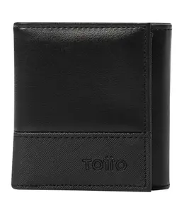 Billetera Saffiano Totto contra robo Rfid Para Hombre Color Negro