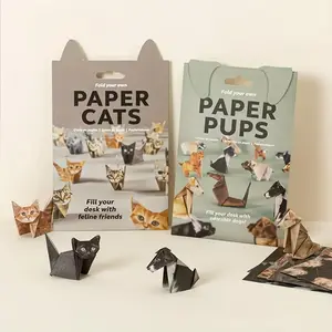 DIY Paper Craft Stackable Cat Figurine, Office Party Gift, Christmas Decoration, Cat Lover Gift, Holiday Decor, Fun Desk Ornament