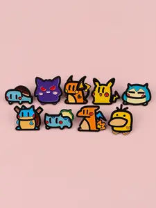 9pcs/set Kawaii Cute Anime Character Metal Brooches, Cartoon Movie Fashion Zinc Alloy Accessories, Multifunctional Bag Sweater Decoration Badges