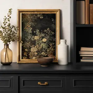 Faded Vintage Floral Tapestry Victorian Era Art Print