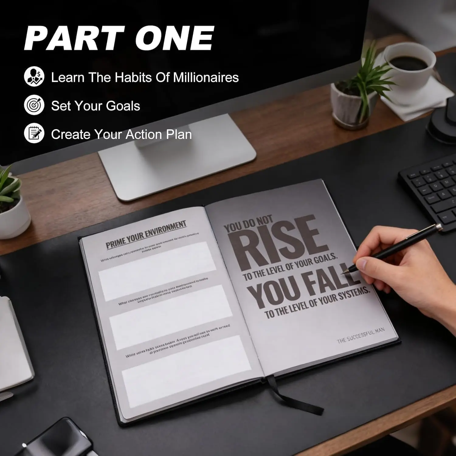 Self-Mastery Daily Journal for Men 2026 - Goal Setting Planner, Practical Organizer to Boost Productivity, Money Savings Tool, Office Stationery Personal Organiser