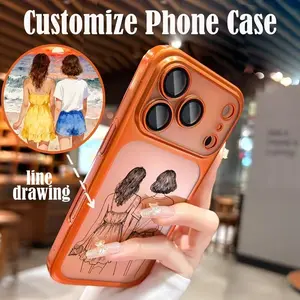 Phone Case - Artistic Line Drawing Custom Phone Case, Multi-Color Anti-Drop Full Coverage Lens Case, DIY Customization with Picture Conversion, Best Friend Exclusive Personalized Pattern