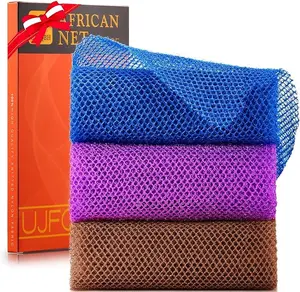 3 Pieces African Bath Sponge African Net Long Net Bath Sponge Exfoliating