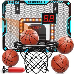 Indoor Basketball Hoop for Kids, LED Light Mini Basketball Hoop, Over The Door Basketball Hoop with Scoreboard & 3 Balls - Basketball Toys Gifts for 3-12 Year Old Boys and Girls
