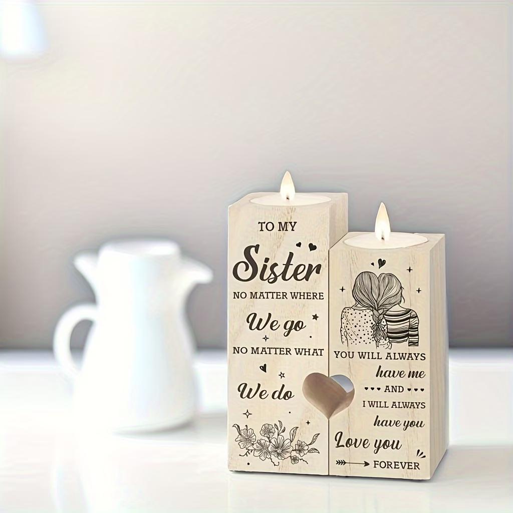 To My Sister Wooden Candle Holder, Sister Gifts from Sister, Heart-Shaped Candle Stand for Home Decor, Birthday Christmas Gifts for Sister To My Sister Wooden Candle Holder, Sister Gifts from Sister, Heart-Shaped Candle Stand for Home Decor, Birthday Christmas Gifts for Sister
