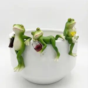 Cute Resin Frog Figurine – Funny Desk Decor for Home & Office Green Color Unique Design Perfect for Home & Office Decor