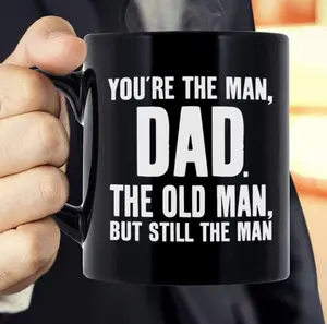 Gifts for Dad Father Day Gifts Funny Novelty Black Ceramic Coffee Mug, Happy Father's Day 2024 Drinkware Tumbler Reusable Washable Cup Reuse Drink