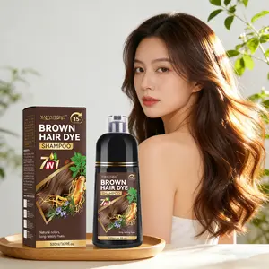 500ml Large-Capacity Brown Herbal Hair Dye Shampoo 7 herbal extracts, mild & hypoallergenic 3-in-1: dye, cleanse, condition 15 mins quick coloring Family-sized, leaves hair smooth, shiny & healthy Suitable for all