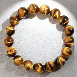 Tiger Eye Bracelet For Men Women 8MM/10MM/12MM Natural Stone Stretch Adjustable Black Crystal Beaded Bracelet for Meditation, Yoga, Spiritual Healing & Positive Energy Gifts