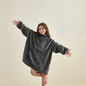 Wearable Blanket for Kids, Cozy Wearable Blanket Hoodie for Teens Girls Boys, Warm Blankets Sweatshirt Gift for Teenage, Hoodie Blankets with Sleeves and G