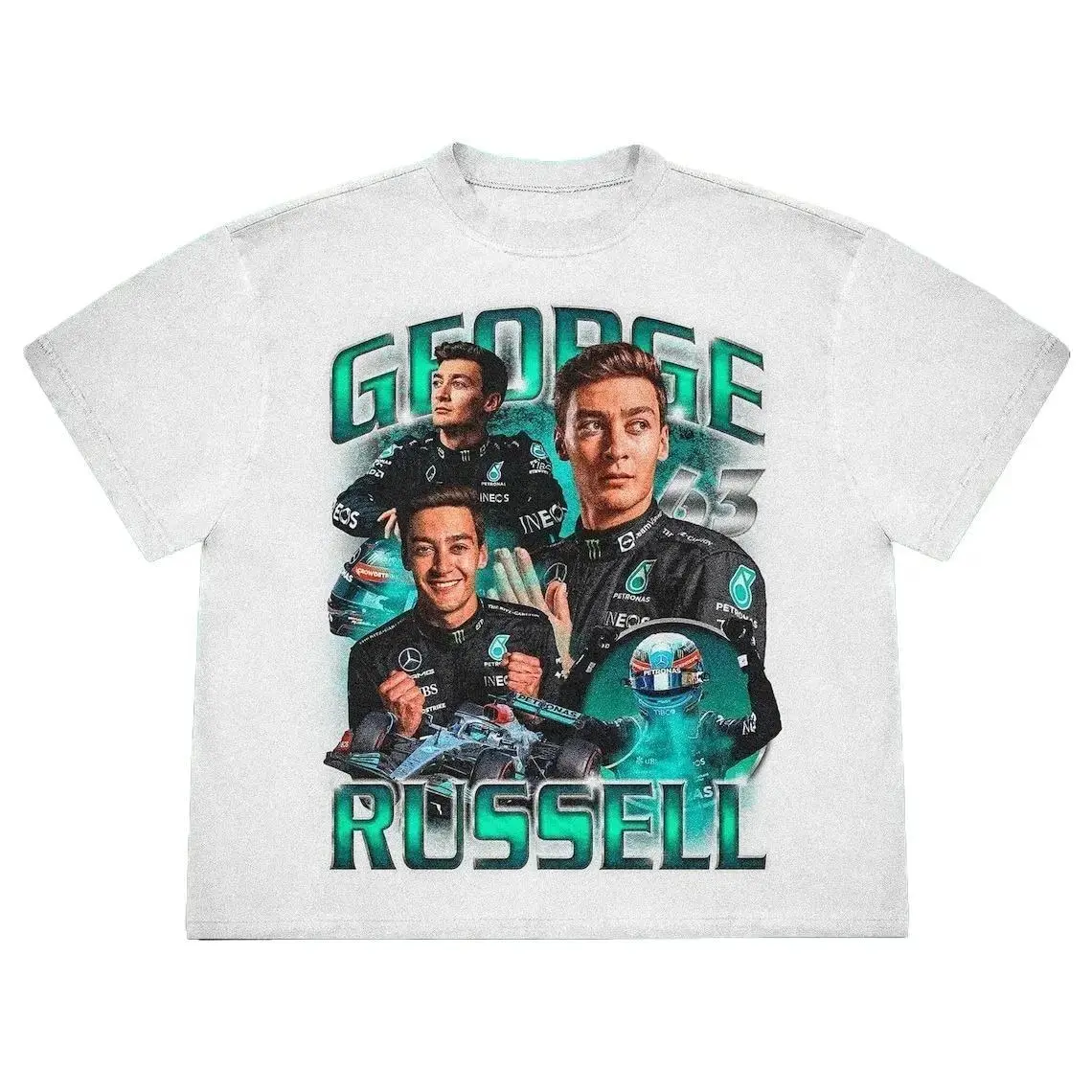 Vintage George Russell Racing T-Shirt, 90s Retro Tee, Washed Distressed Graphic Unisex Shirt, Perfect Gift for Motorsport Fans