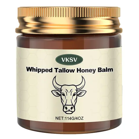 Whipped Grass-Fed Beef Tallow Honey Balm - 4 Oz Handcrafted Organic Moisturizer, Lavender, Face/Body Care, Hydrating, Firming, Luminous, Softens Dry Skin, Mother's Day Gift, Honey Tallow Moisturizers & Mists