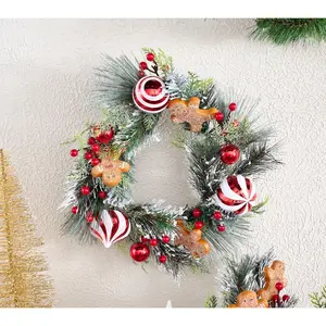 Gingerbread & Peppermint Ornament 16" Wreath by Valerie