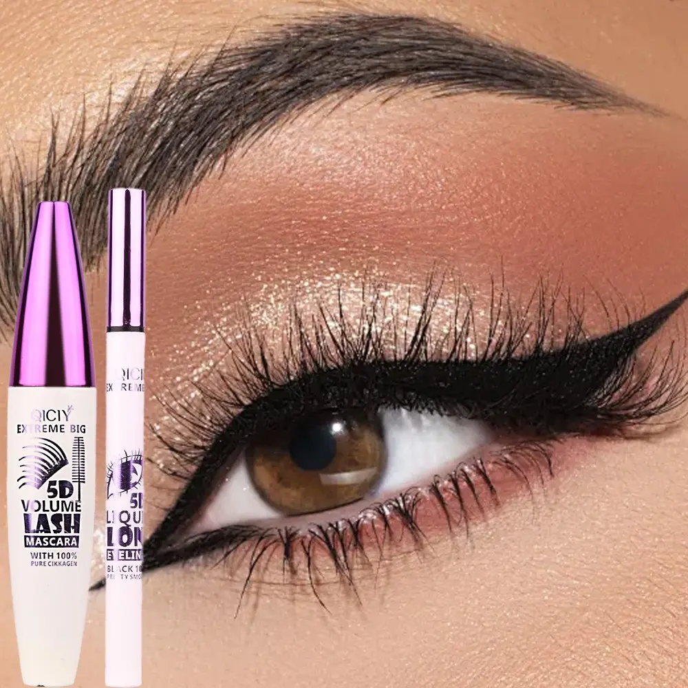 Waterproof Mascara Eyeliner Set, Smudgeproof Long Lasting Lash Base, No Flammable Liquid, Contains Alcohol, Single Item Pack, Makeup