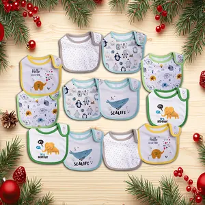12pcs Of 4-layer Muslin Baby Bibs, Absorbent, Breathable, Adjustable Snap Bibs, Perfect For Boys And Girls, Nursing, Feeding, Teething, And As Pet Bandanas