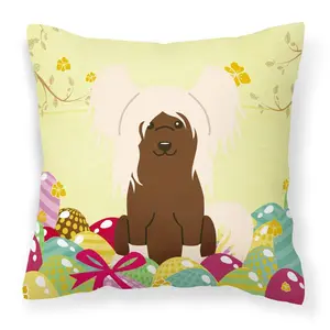 Easter Eggs Chinese Crested Cream Fabric Decorative Pillow BB6113PW1818