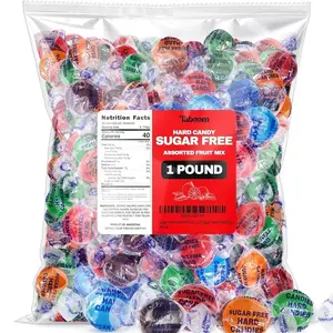 Sugar Free Hard Candy Assortment - 1 Pound Approx. 75 Individually Wrapped Fruity Flavored Holiday Sugar-Free Candy Discs Variety Bag For Snacks & Treats - Taboom