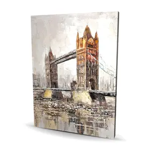 360 Stand Artistic Minimalist London Tower Bridge Architecture Canvas Print, 36X48" in, Wall Decoration for Bedroom Home Decor, Gift