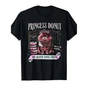 Dungeon Crawler Carl Graphic Tee For Men Retro Princess Donut Book Lovers Humorous Cotton Shirt Casual Short Sleeve Summer Spring Fall Daily Wear Playful Design