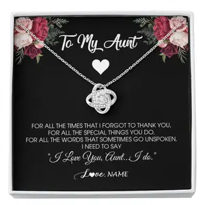 Personalized To My Aunt Necklace From Niece Nephew I Need To Say I Love You Aunt Jewelry Birthday Mothers Day Christmas Customized Message Card, Necklace Gift Box Included, Perfect for Birthday Anniversary Valentine Graduation Gift Idea