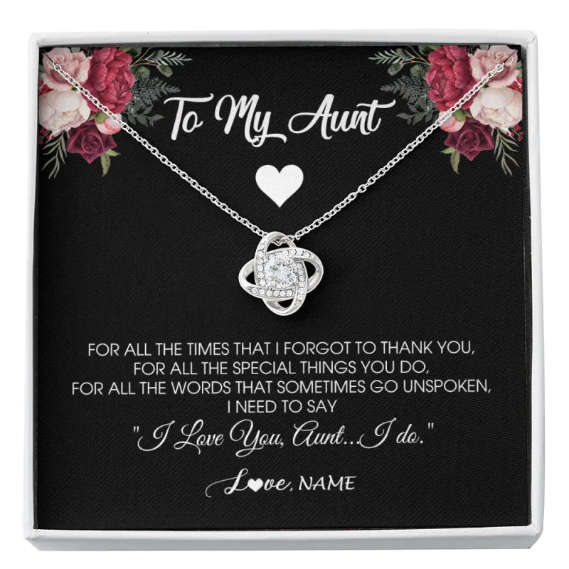 Personalized To My Aunt Necklace From Niece Nephew I Need To Say I Love You Aunt Jewelry Birthday Mothers Day Christmas Customized Message Card, Necklace Gift Box Included, Perfect for Birthday Anniversary Valentine Graduation Gift Idea