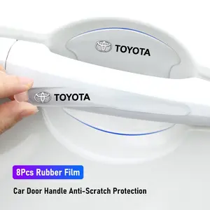 8Pcs TPU Car Door Handle Film Anti Scratch Stickers Decal For Toyota 86 Mirai Supra Prado Alphard Crown Vellfire Sequoia Venza Avalon Prius Camry Yaris RAV4 Highlander Sienna Reiz Auris Harrier Fortuner CHR Car Decals