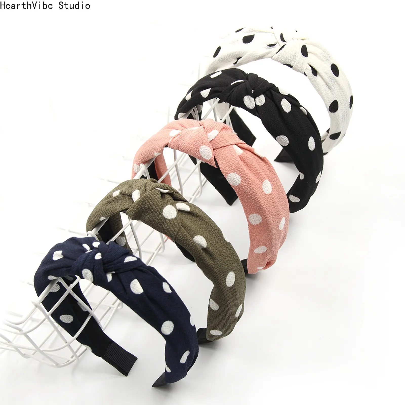 Stylish Polka-Dot Knotted Sports Headband - Fabric Crossover-Knot Design, All-Seasons Headband for Women, Sports & Outdoor Accessory, Knotted Headband