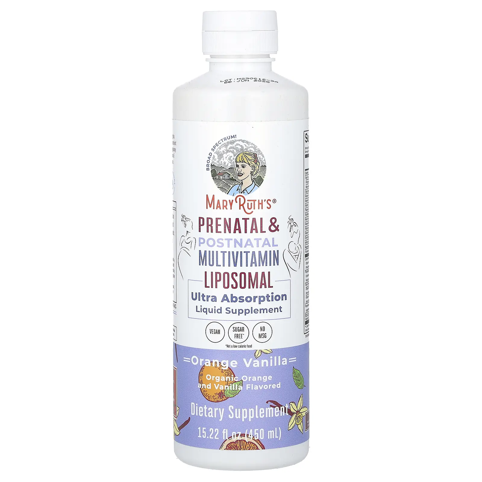 MaryRuth's Prenatal & Postnatal Multivitamin Liposomal, Orange Vanilla, 15.22 fl oz (450 ml) | HSA/FSA Eligible