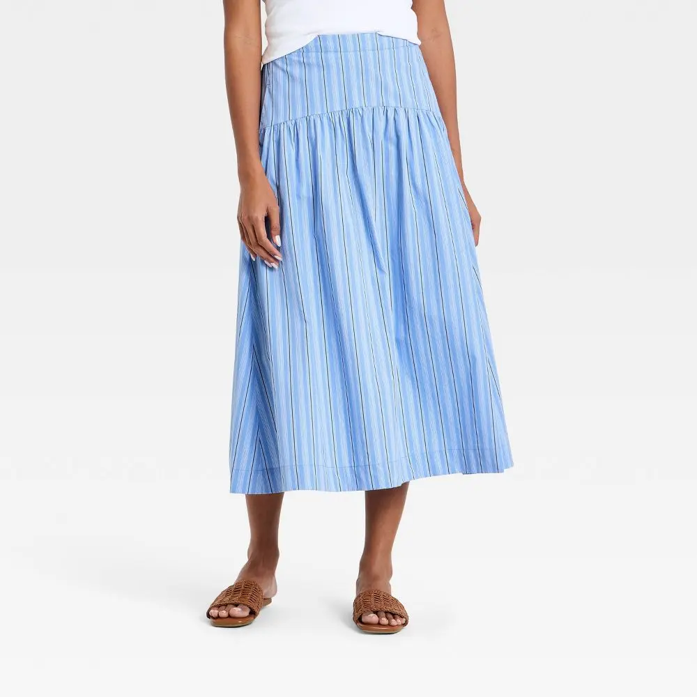 Women's Resort Luxe Linen Drop Waist Midi Skirt - A New Day Women's Resort Luxe Linen Drop Waist Midi Skirt - A New Day