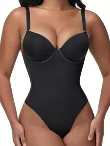 1 Count Women's Adjustable Thin Strap Shapewear Bodysuit, Tight Fit Shapewear, Fajas, Colombian Shapewear, Soft Solid Color Body Shaper With Steel Boning Support, Skin Friendly Design Smoothing Body Shaperwear, Suitable For Daily Or Party, Underwear