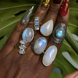 Moonstone Crystal ring | Sterling Silver 925 Semipreciorus crystal jewelry