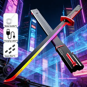 SparkBlade Samurai LED Lightsaber Toy Cyberpunk 31.5-inch Spark Blade with Sound & Fog Effects Eight-Color Streaming Light Type-C Charging for Parties Cosplay Showcases