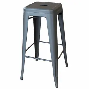 212 MAIN 4-Piece Rust-Proof Metal Bar Stool Set, 30 in. Height, 17x30x17 in. Dimensions, Stacks Easily, Gunmetal Finish, Suitable for Indoor & Outdoor Use