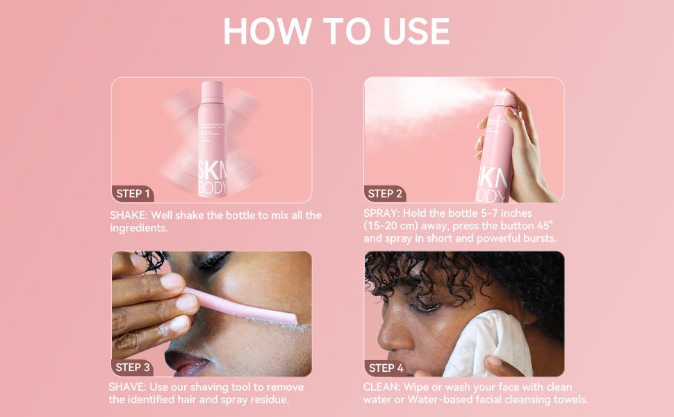 SKNBODY Hair Identifier Spray & Dermaplaning Razor Set 2 Pack– Facial Hair Removal Kit for Peach Fuzz, Smooth & Radiant Skin, Gentle Face Spray, Comfort Cosmetic Body Care