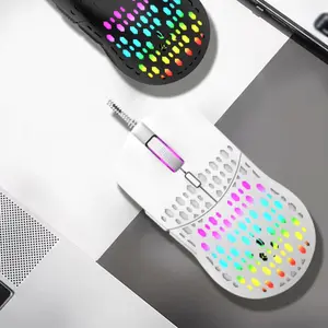 G701 Wired Gaming Mouse, Dazzling Colorful Light Effect, Variable Dpi, Fashionable Honeycomb Perforated Design, Optical Movement Detection