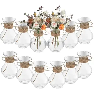 Bokon 5.7" Plastic Small Vases for Centerpieces, Plastic Bud Vase Bulk, Hyacinth Avocado Growing Vases, Tiny Flower Bulb Plant Propagation Containers for Wedding Living Room Table Decorations(12 Pcs)