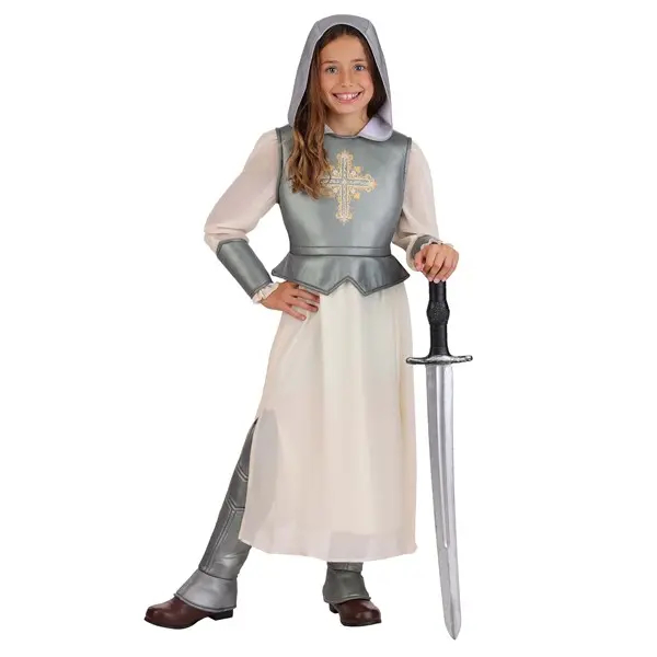 Girl's Shining Silver Joan of Arc Costume