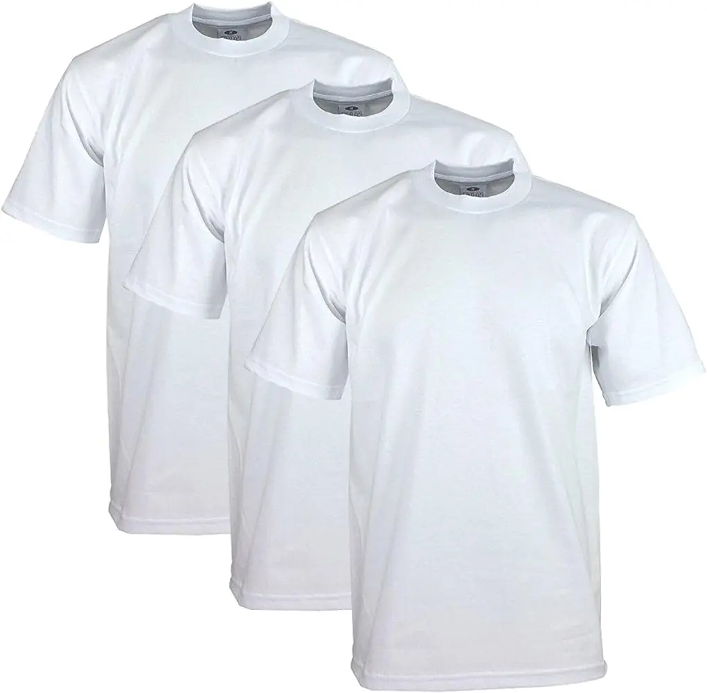 Pro Club Men's Heavyweight Cotton Plain Shortsleeve Crew Neck T-Shirts (3 Pack) - 2XL Tall, Ribbed Knit Fabric, Embroidered Logo, Double-Stitched, Relaxed Lo-Fit Oversized Basic Wardrobe Staples Menswear Tops