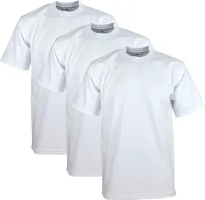 Pro Club Men's Heavyweight Cotton Short Sleeve Crew Neck T-Shirt 3 Pack Classic Crewneck F