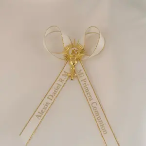 First Communion Baptism,Ribbons - Customized Event Decorations with White Accent for Special Celebrations - Ribbon for First Communion & Baptism Event