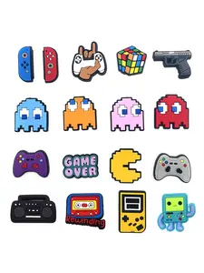 17/6/11pcs Cartoon Retro Game Controller Ghost Shoe Accessories Set, Crocs Fashion Accessory, DIY Hole Shoes for Gamers, Birthday Gift, Decor