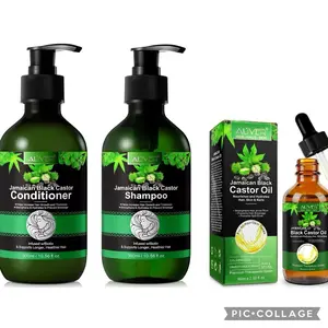 Jamaican Black Castor Oil Shampoo & Conditioner + Jamaican Castor Hair Oil set , helps hair growth and hair shine , includes biotin oil and coconut oil, smoother and tougher hair